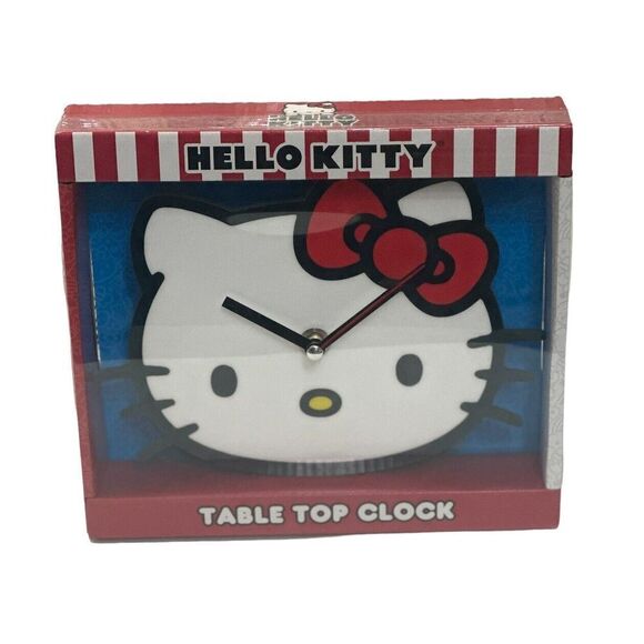 Sanrio Hello Kitty Clock Analog Table Top Clock Anime Kidcore Coquette Cat Room - Picture 1 of 5
